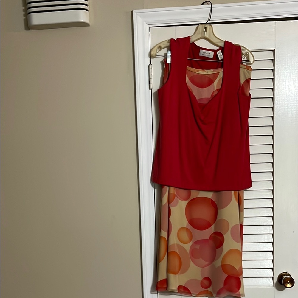 Red and Orange Patterned Skirt by Ann Taylor